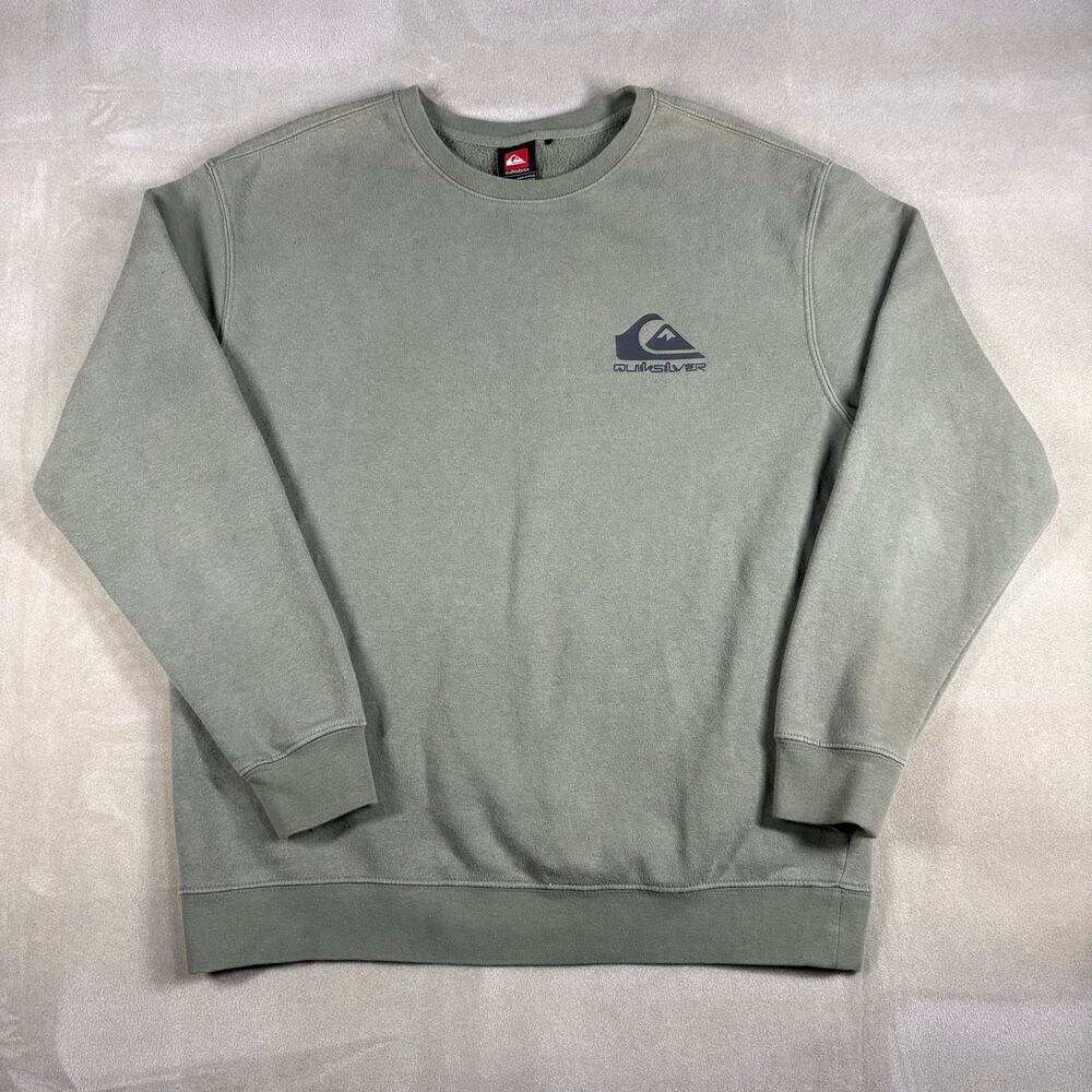 Quiksilver Crewneck Sweatshirt Mens‎ Medium Gray Spell Out Surf Skate Logo